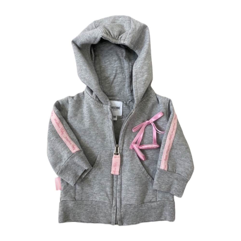 Moschino Baby 3 Month Ballerina Sweatshirt With Hoodie Gray jacket